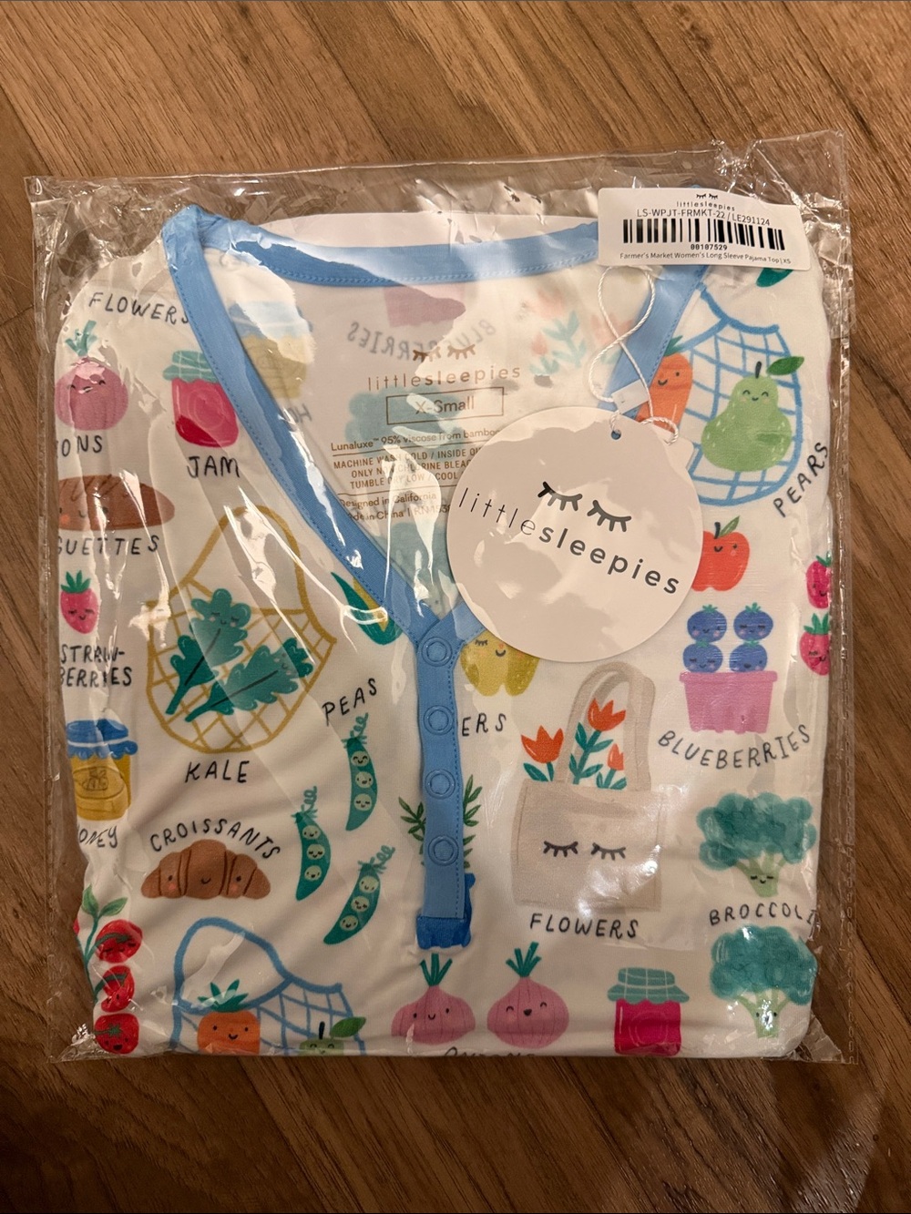 Little Sleepies Farmers Market Women’s Long Sleeve Pajama Top - X-Small NWT/NIB